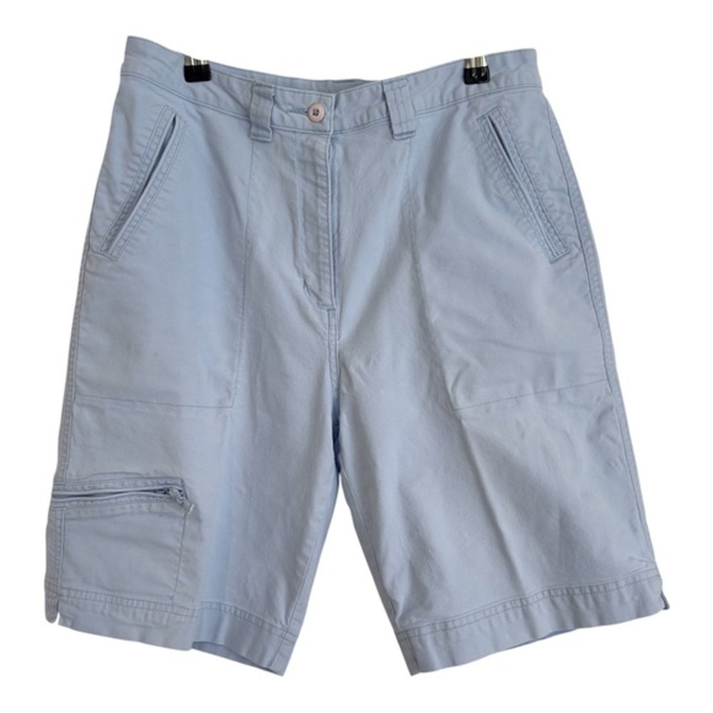 Woolrich Womens Chambray Utility Shorts Light Blue Size 10 Cotton Stretch 3509β